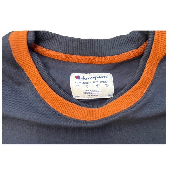 Navy and Orange Champion Crewneck Sweater - Picture 7 of 8
